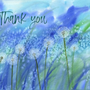 Blue and Green Dandelions Greeting Card