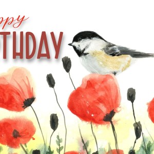 Chickadee on Poppies Greeting Card