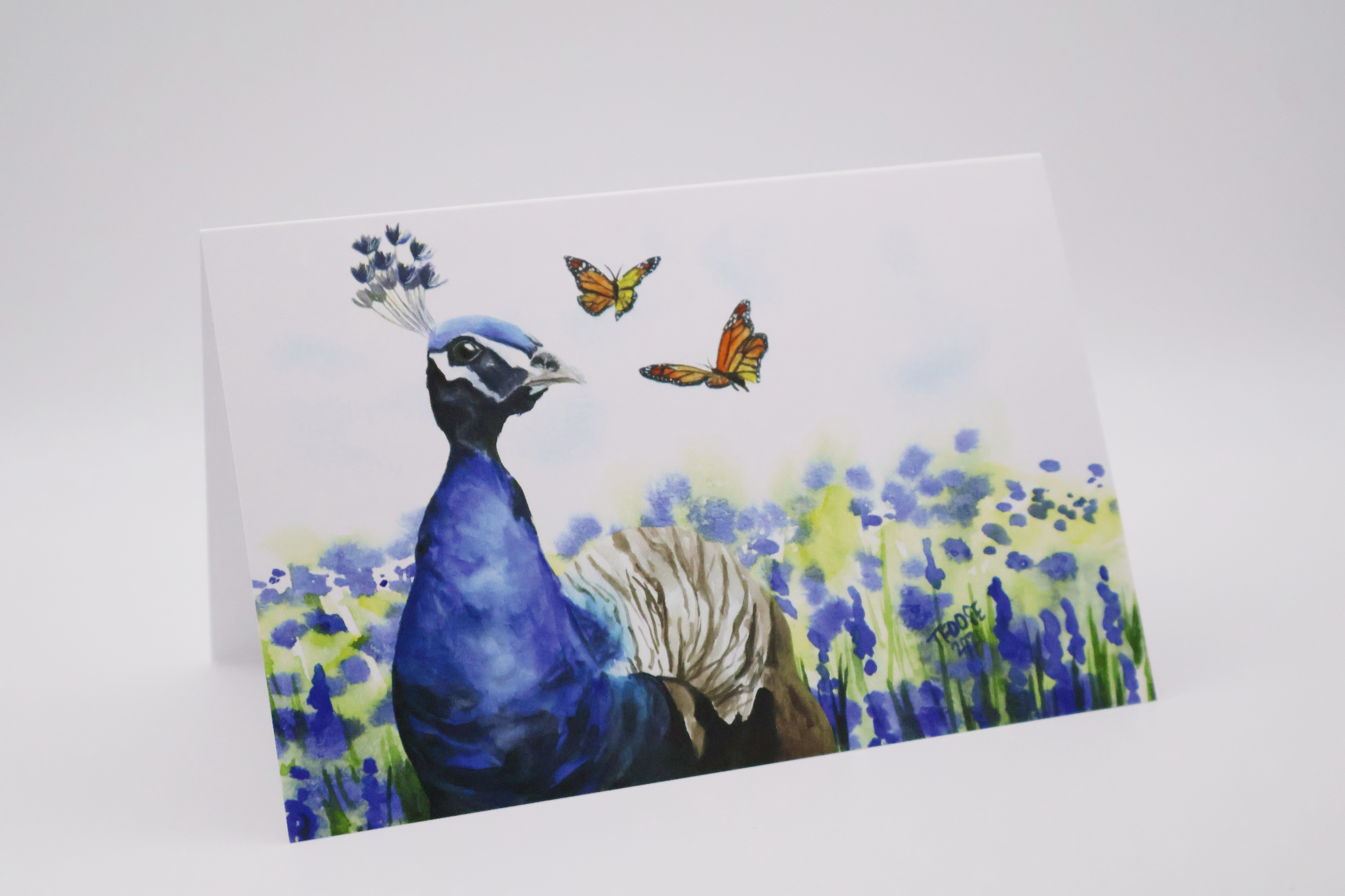 Peacock and Butterflies Greeting Card - Image 2