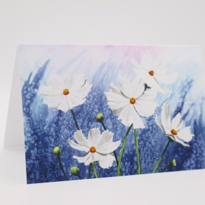 Cosmos in White Greeting Card - Image 1