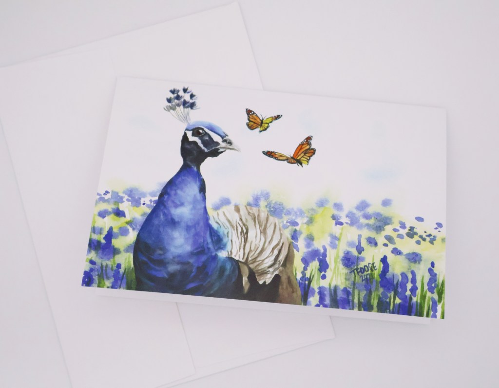 Peacock and Butterflies Greeting Card