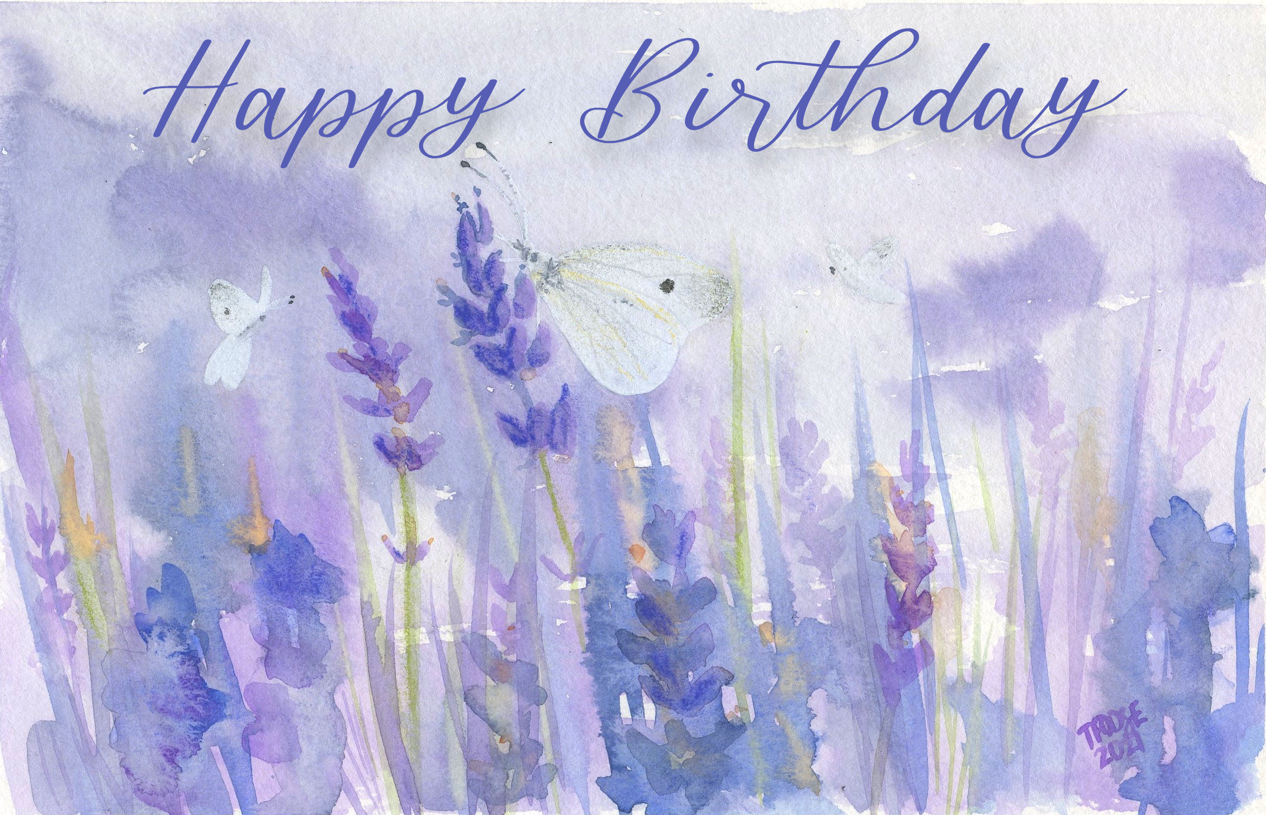 Lavender Field with White Butterflies Greeting Card - Image 3