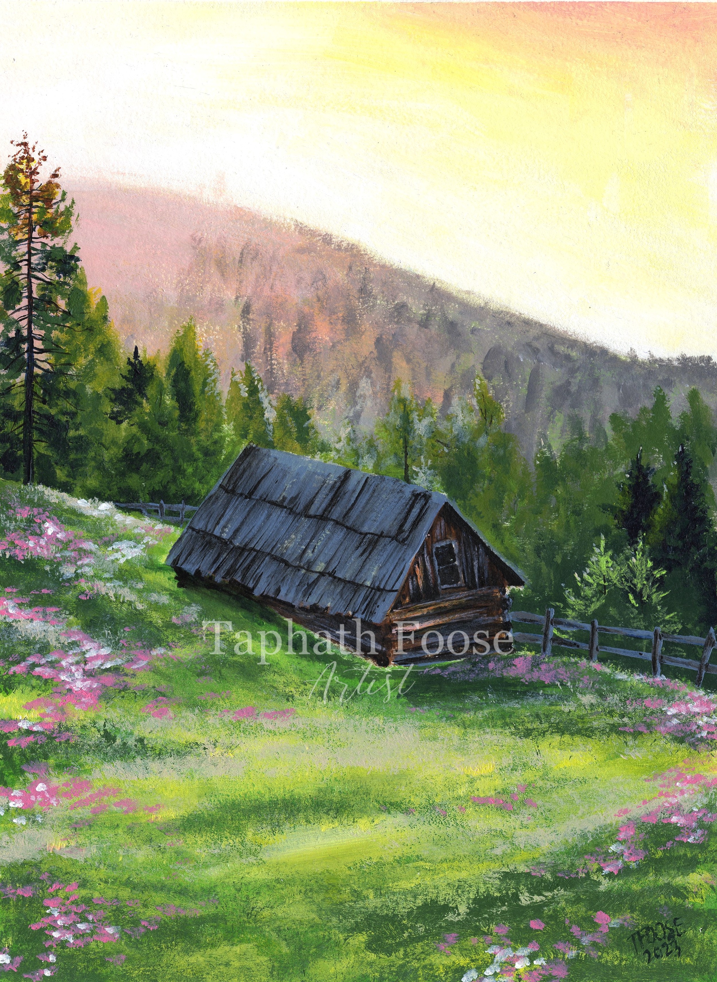 Mountainside Barn at Sunrise - Image 1