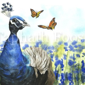 Peacock and Butterflies Greeting Card
