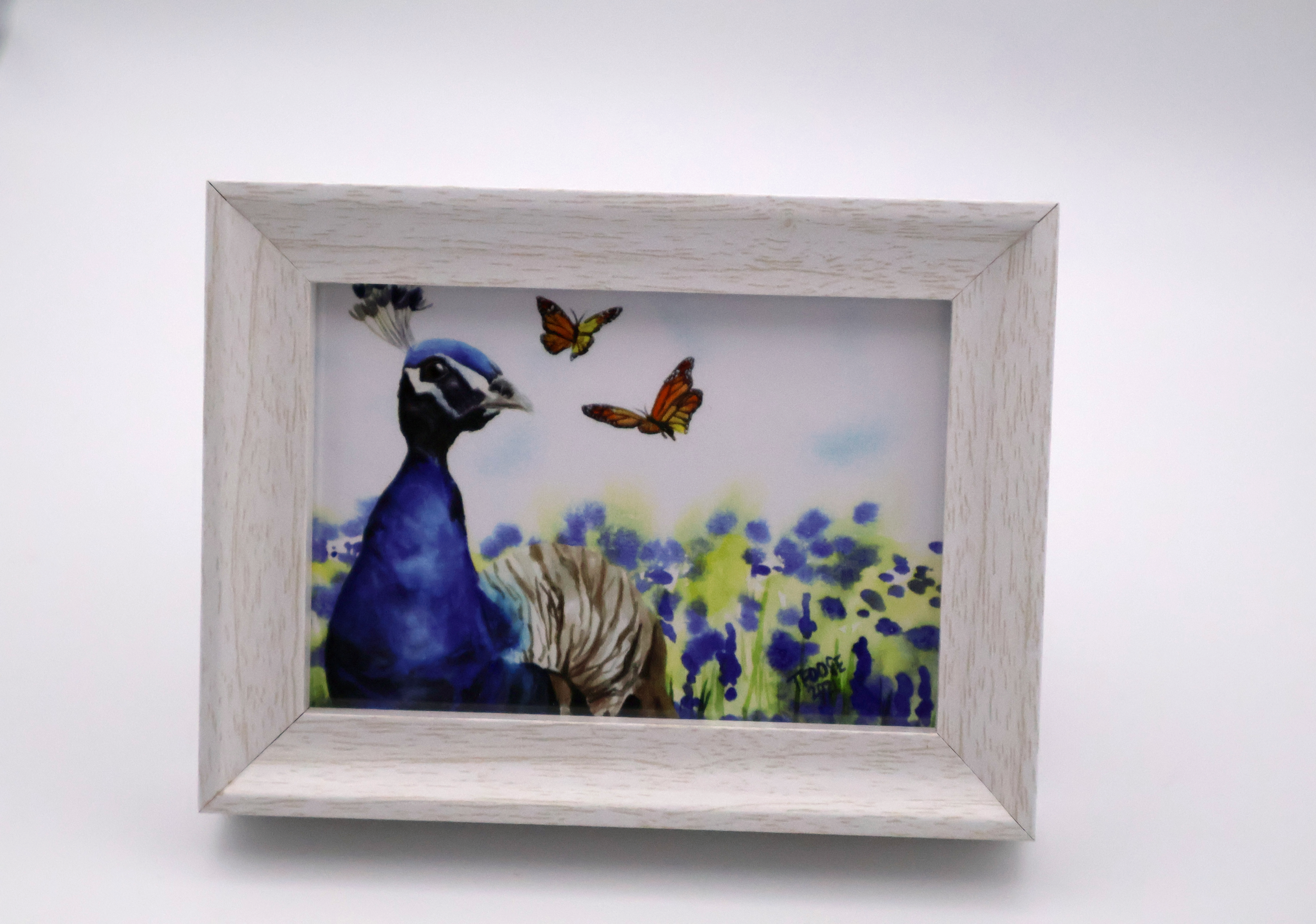 Peacock and Butterflies Mini Print - Image 1
