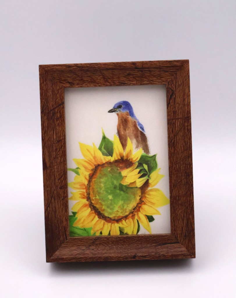 Eastern Bluebird and Sunflower Mini Print