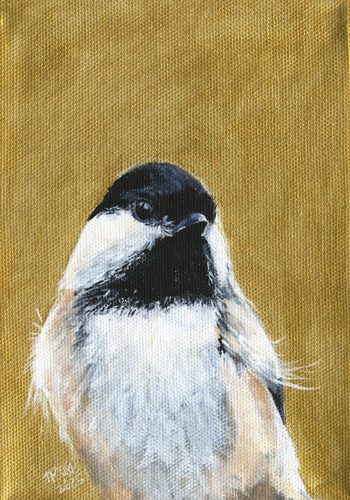 Chickadee on Gold
