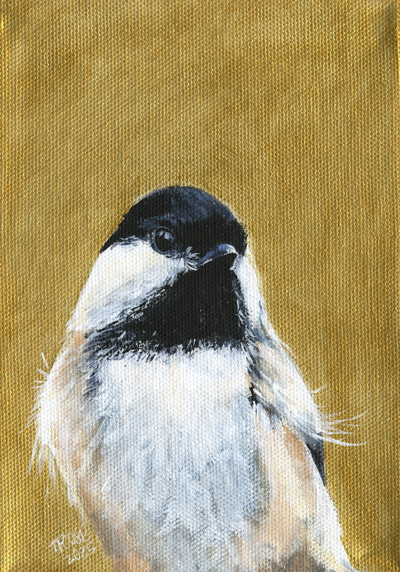 Chickadee on Gold - Image 1