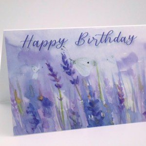 Lavender Field with White Butterflies Greeting Card - Image 1