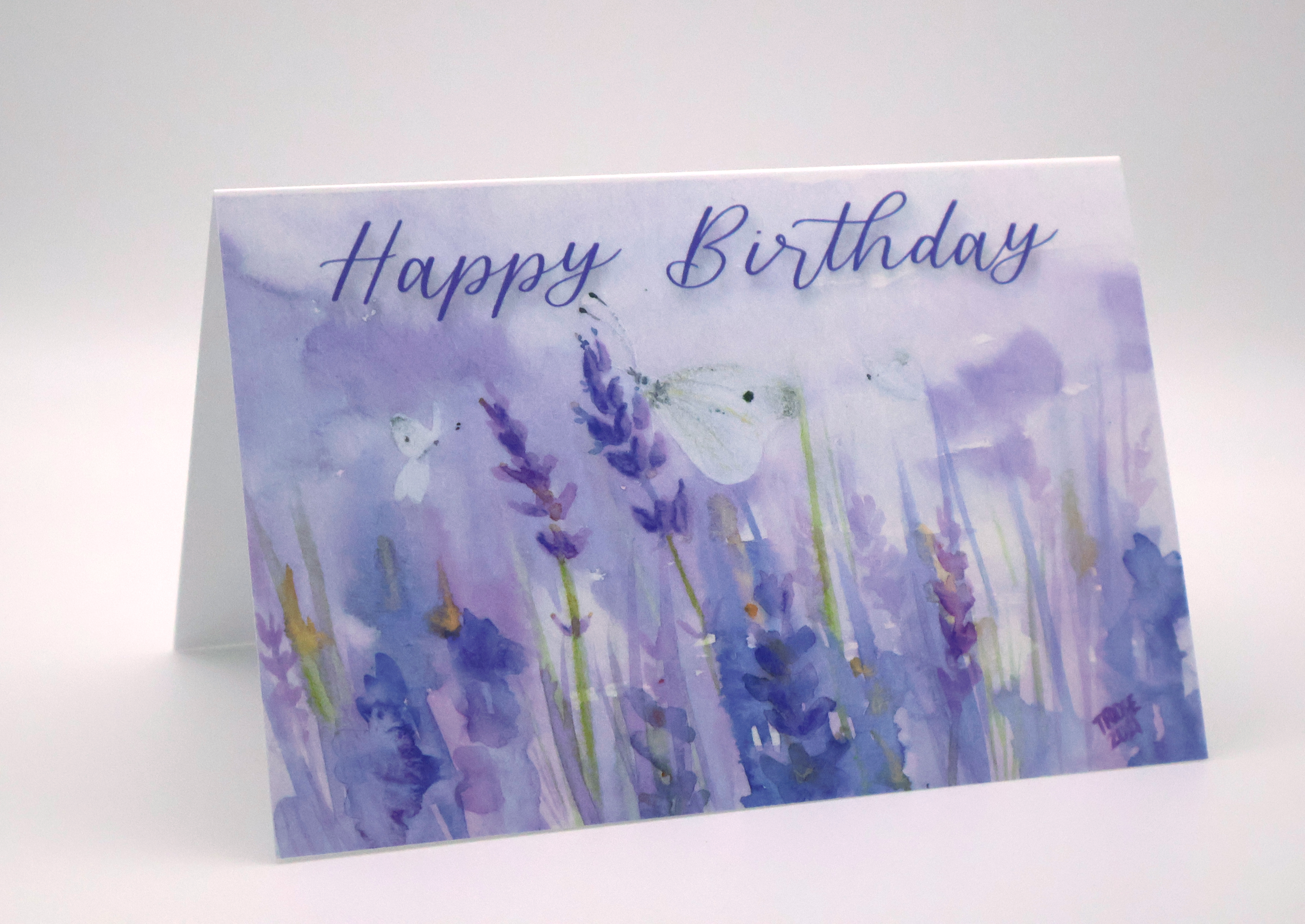Lavender Field with White Butterflies Greeting Card - Image 1