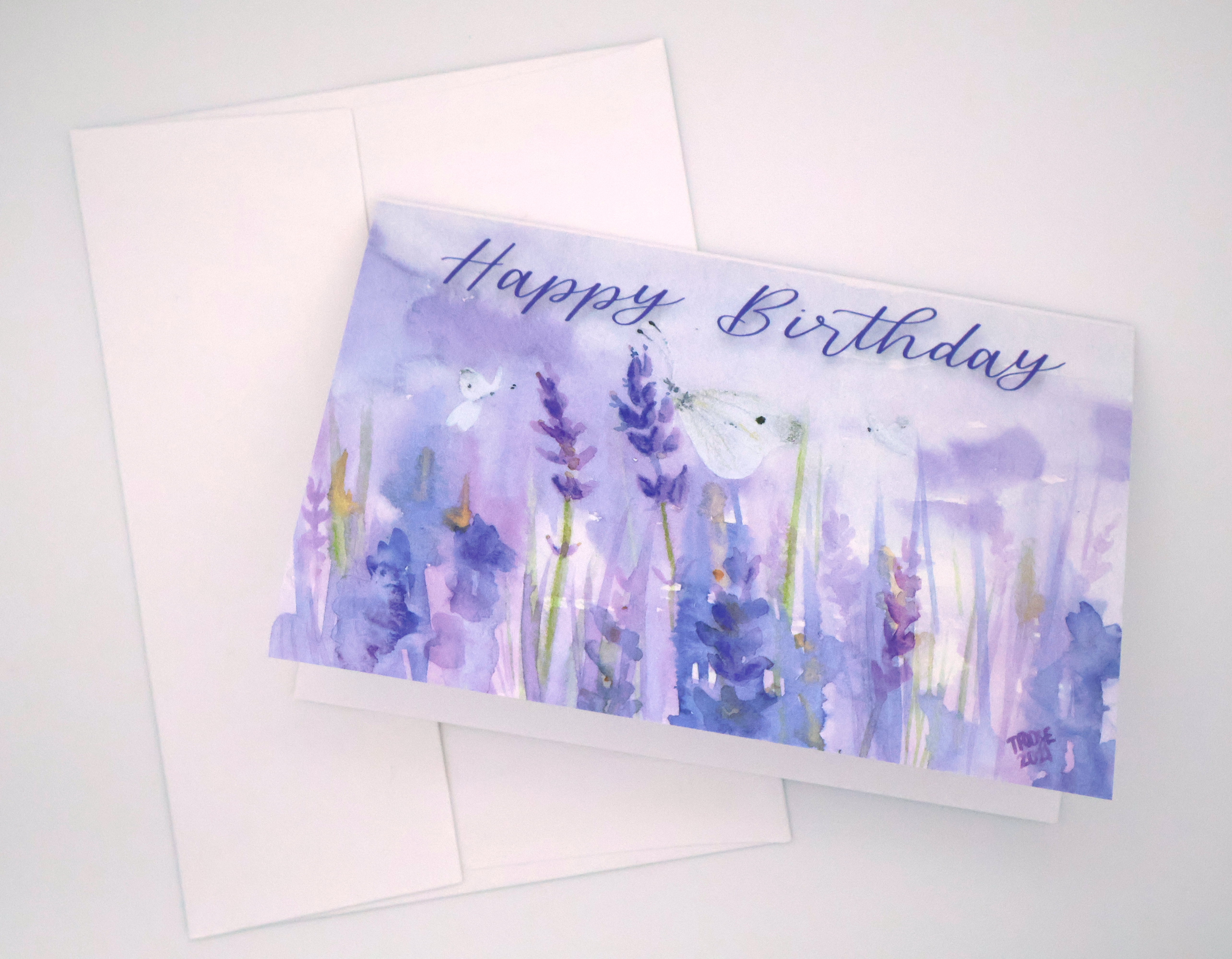 Lavender Field with White Butterflies Greeting Card - Image 2