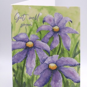 Three Blue Flowers in a Field Greeting Card - Image 1