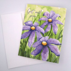 Three Blue Flowers in a Field Greeting Card - Image 2