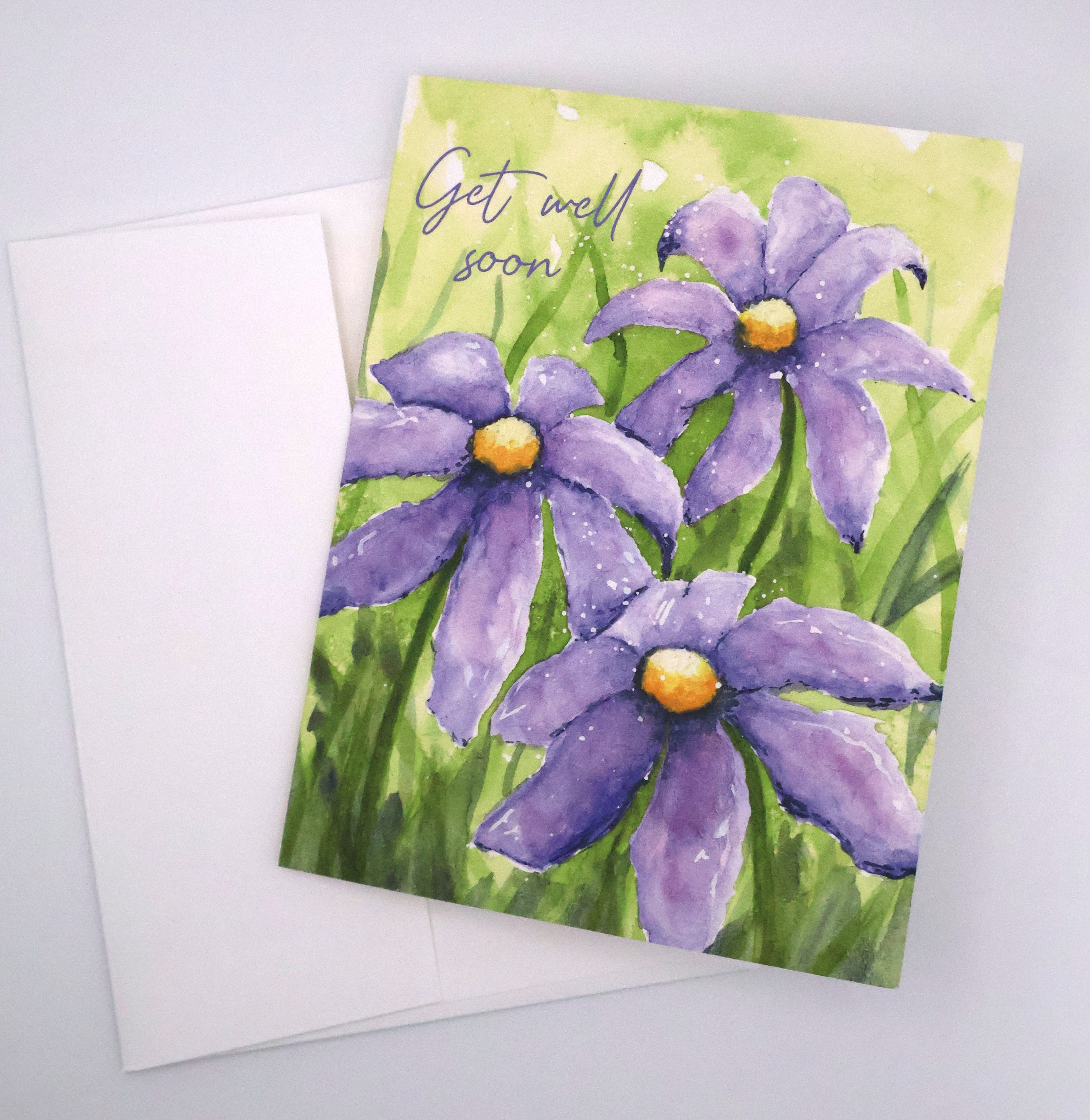 Three Blue Flowers in a Field Greeting Card - Image 2
