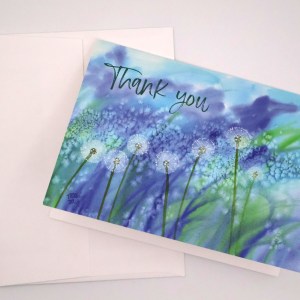 Blue and Green Dandelions Greeting Card - Image 2