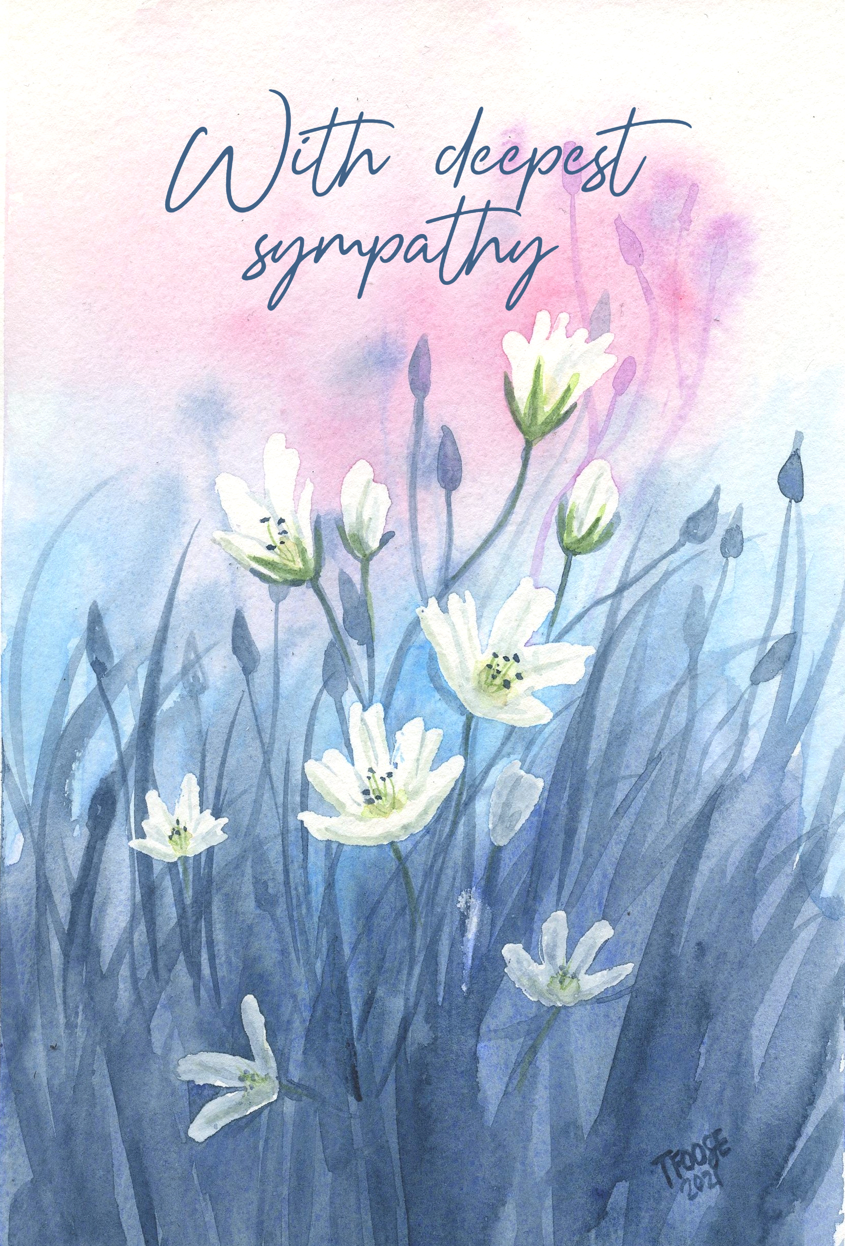 Soft White Wildflowers Greeting Card - Image 3