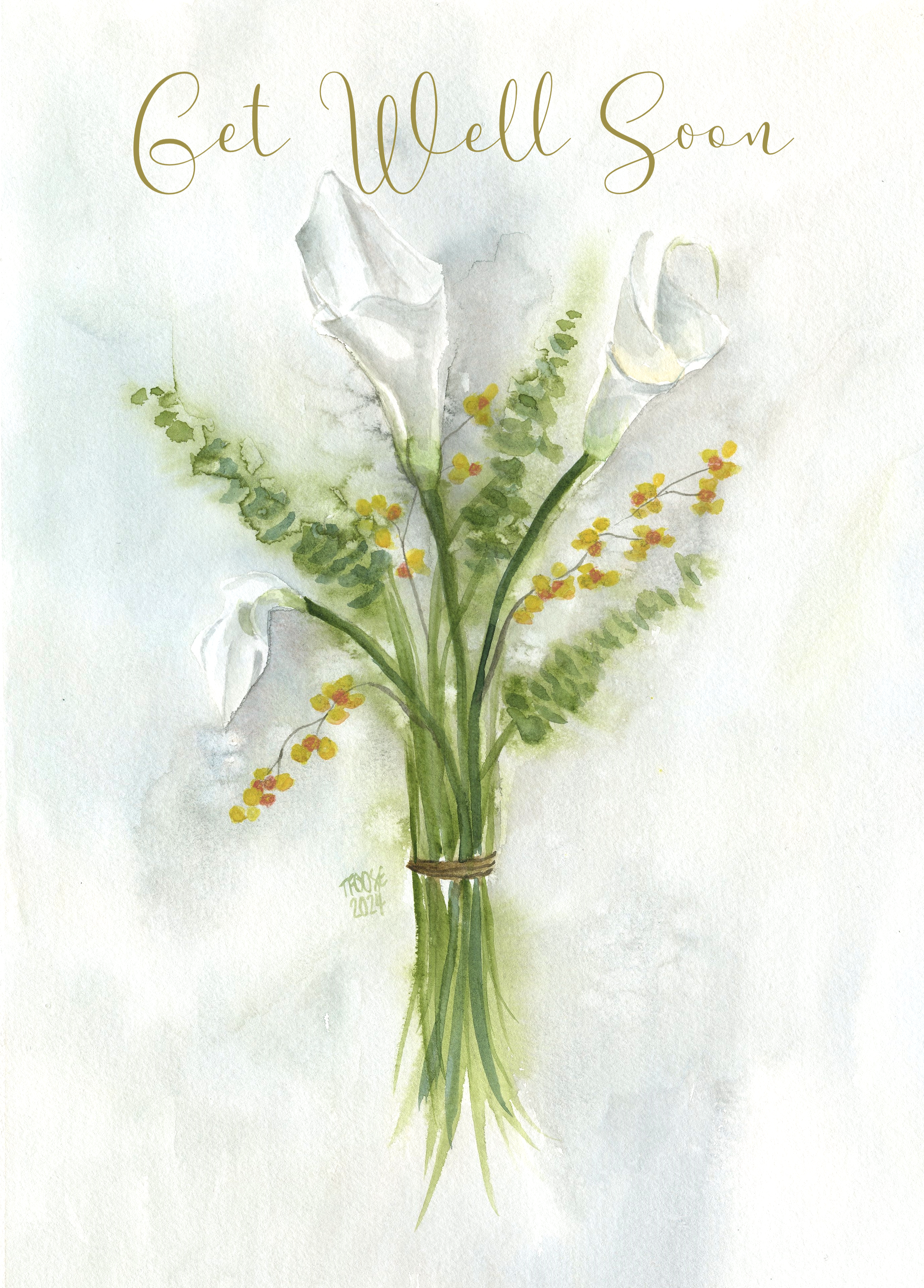 Arum Lilies Bouquet Greeting Card - Image 3