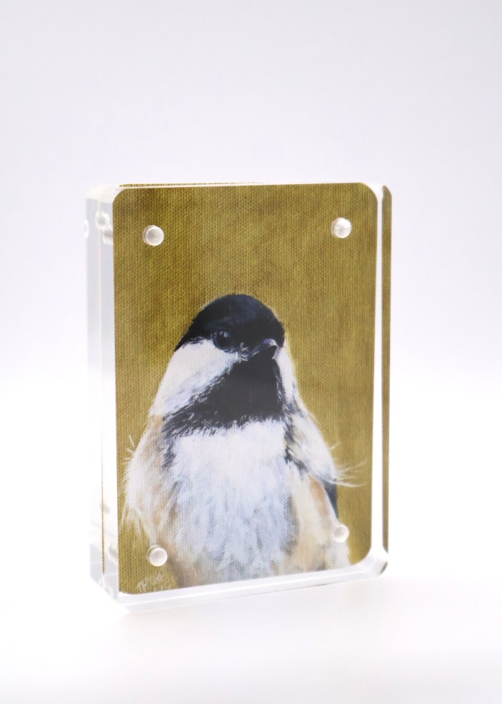 Chickadee in Gold Mini Print