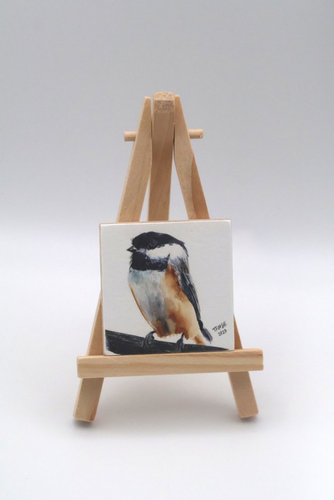 Chickadee on a Branch Easel Mini Print