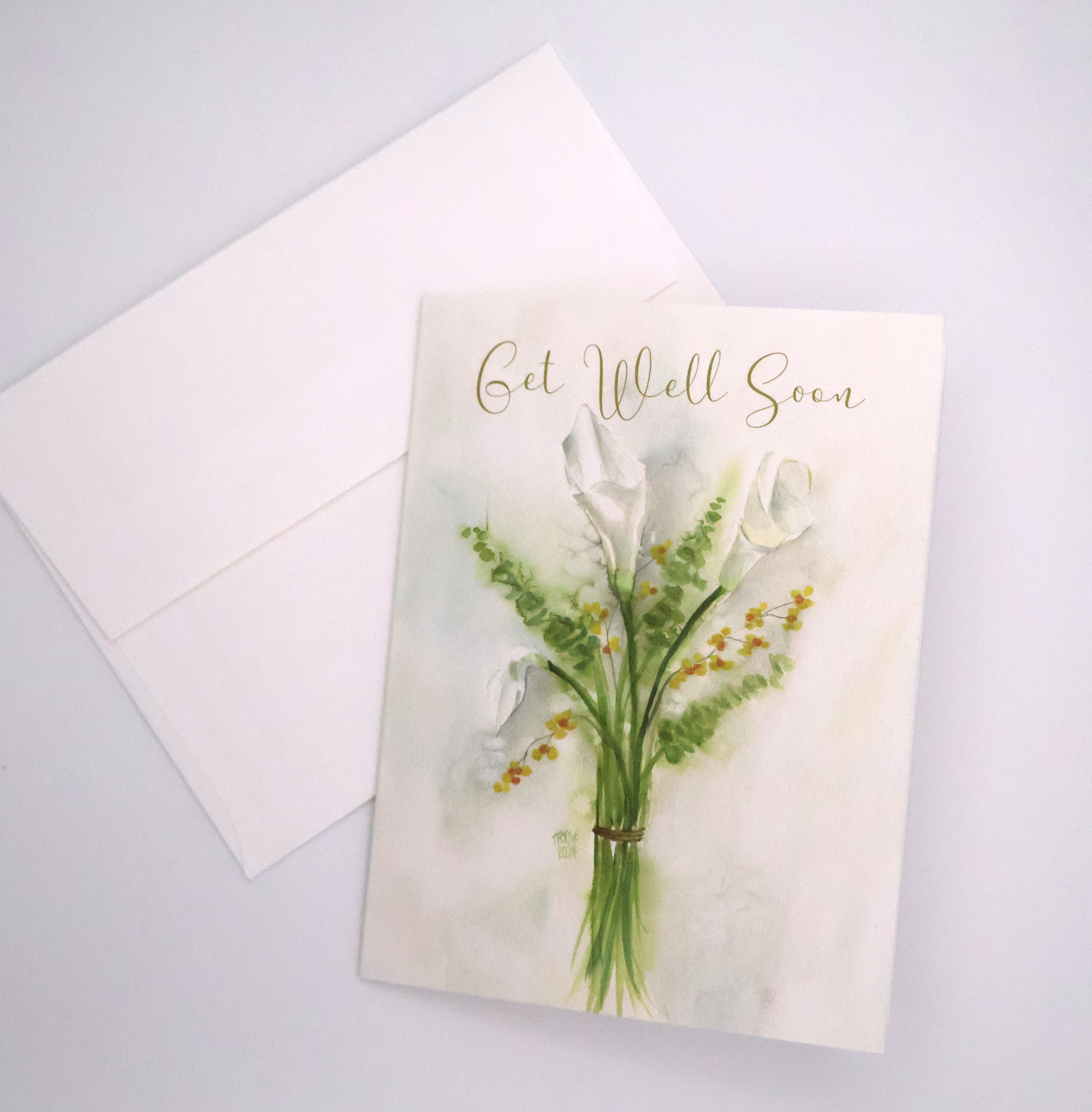 Arum Lilies Bouquet Greeting Card - Image 2