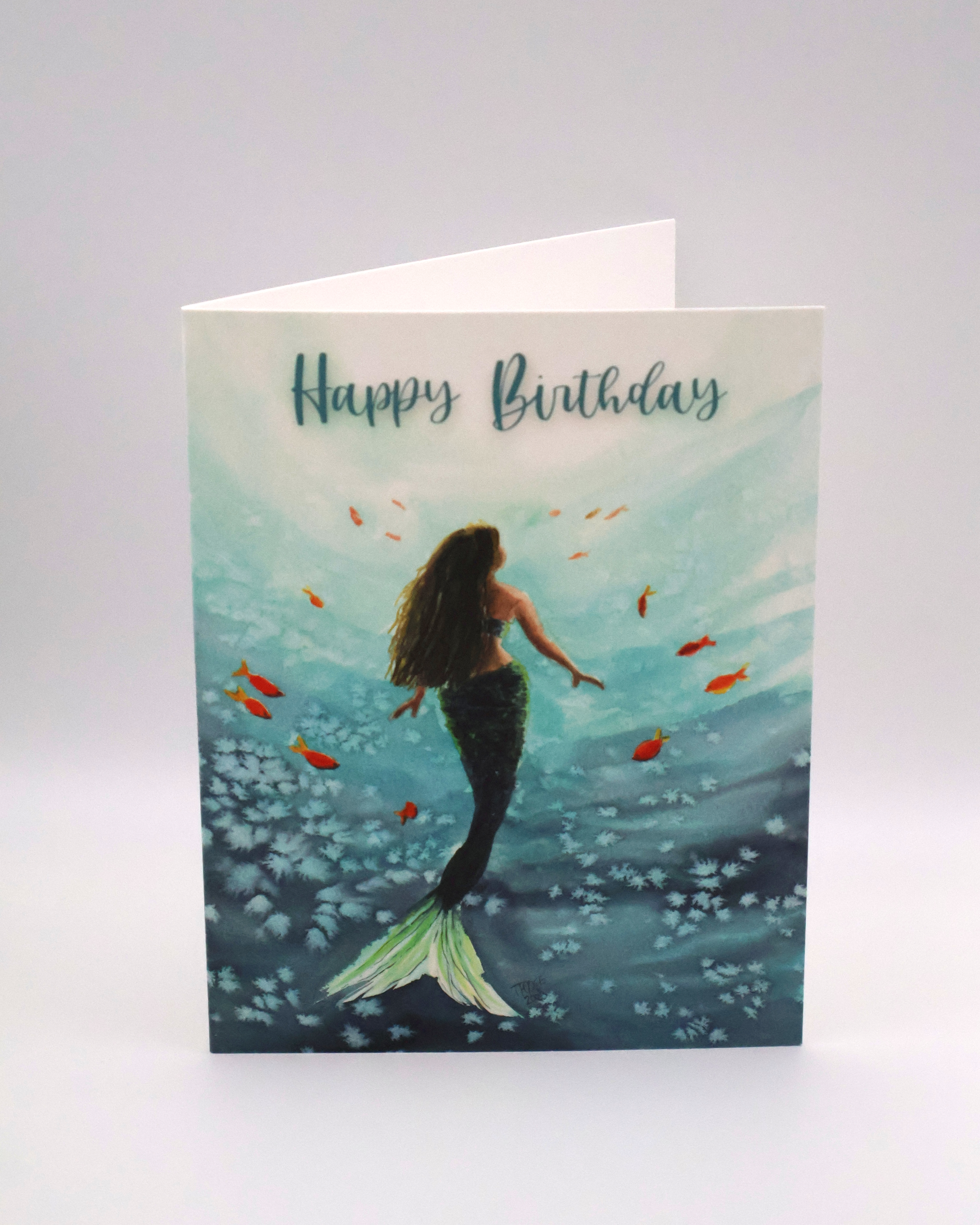 Mermaid with Fish Greeting Card - Image 1