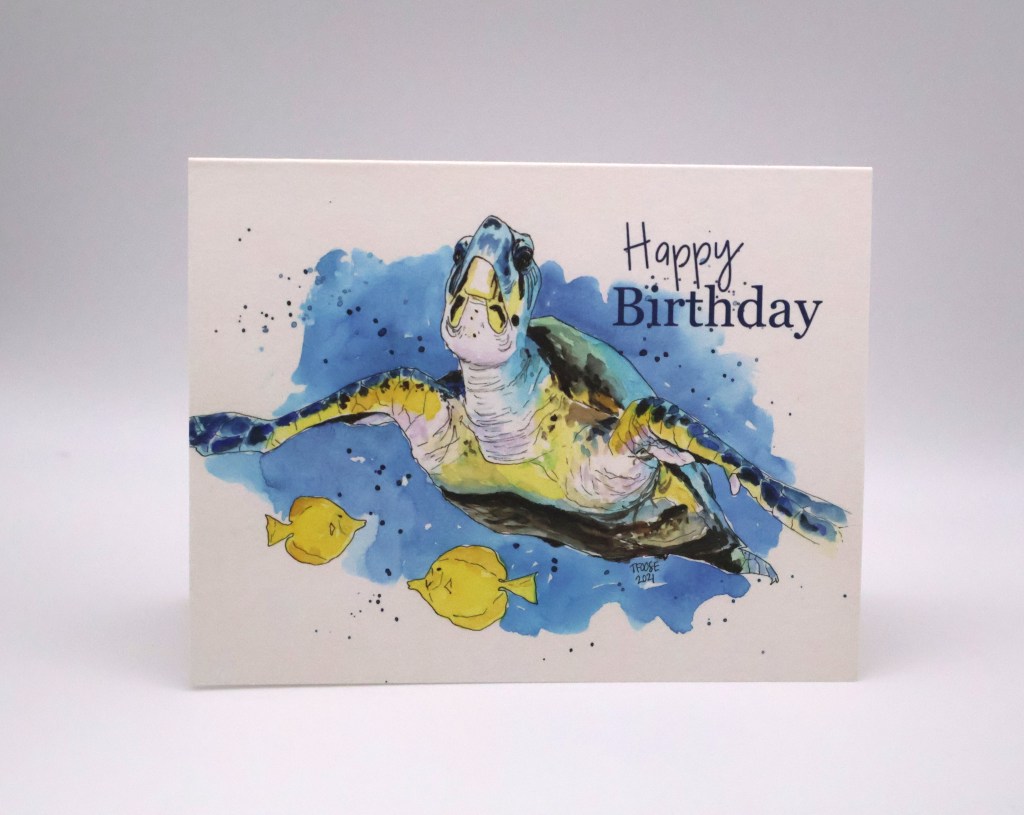 Sea Turtle with Fish Greeting Card