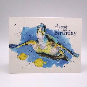 Sea Turtle with Fish Greeting Card - Image 1