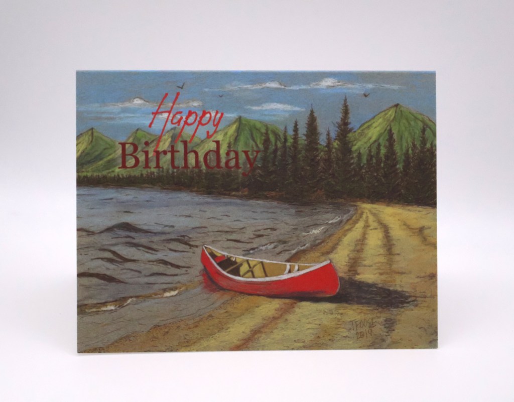 Mountain Lake with Pastel Greeting Card
