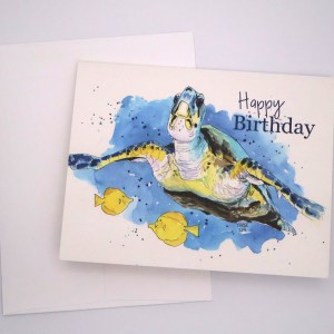 Sea Turtle with Fish Greeting Card - Image 2