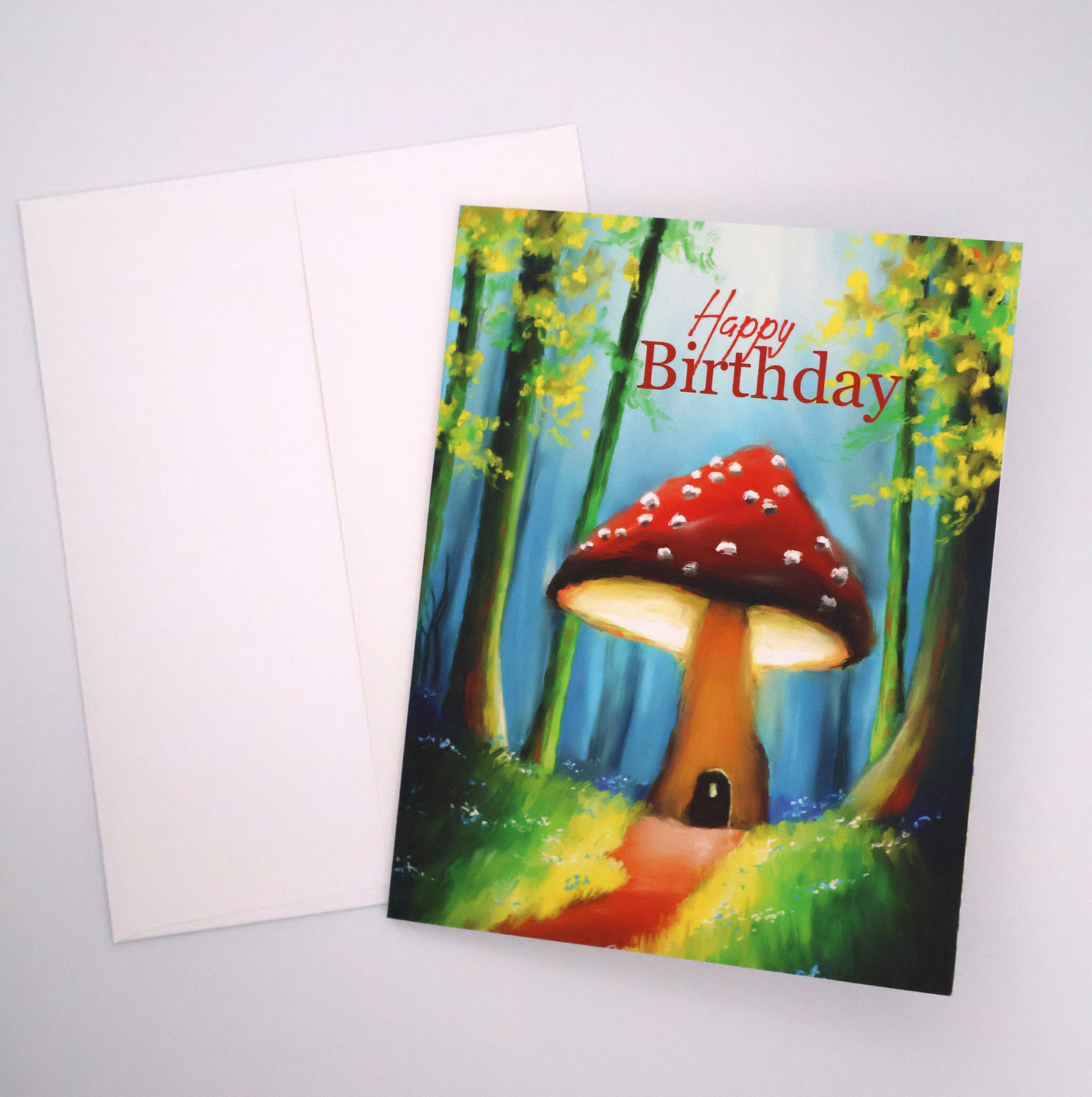 Mushroom House in Magical Forest Greeting Card - Image 2