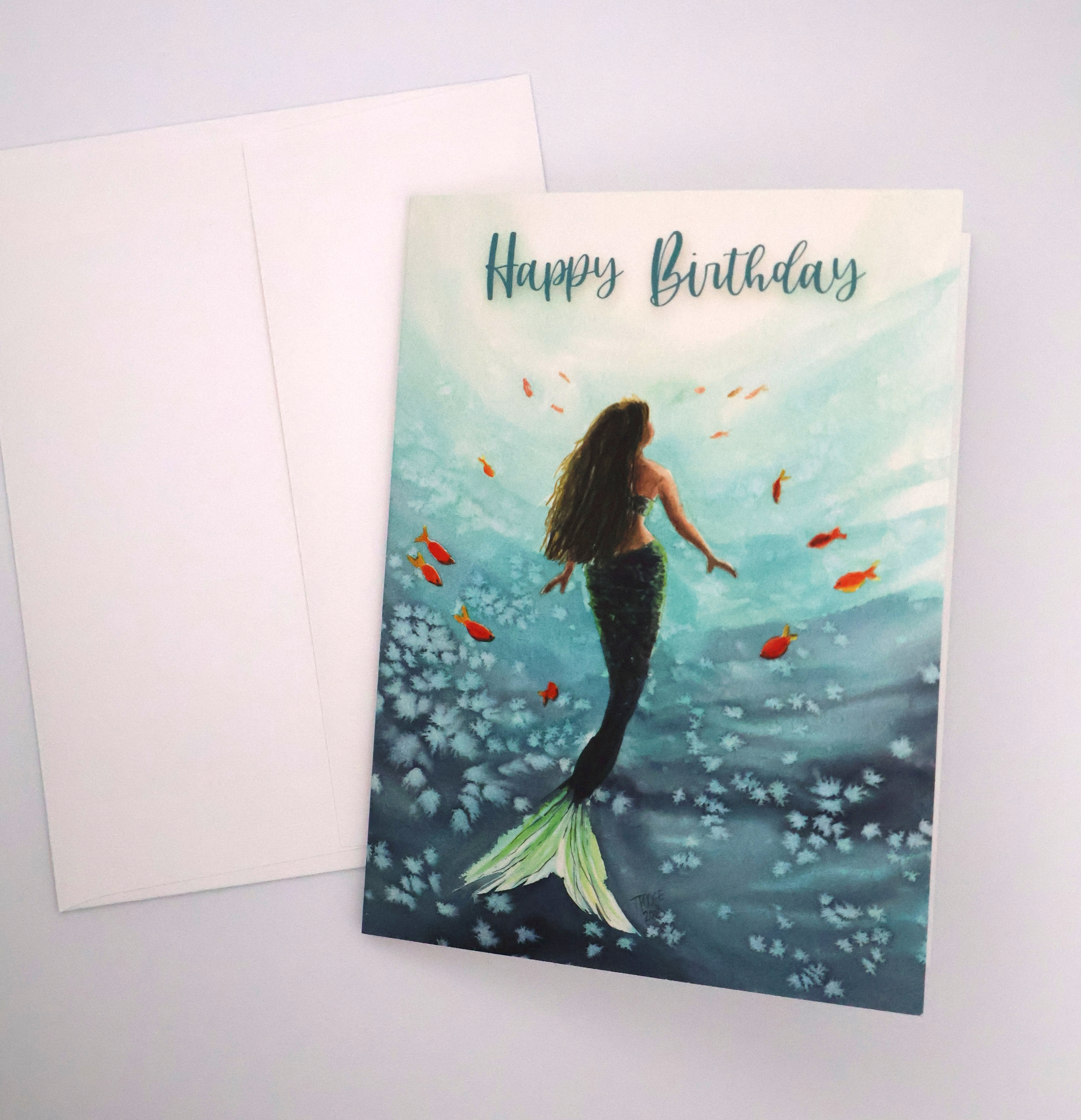 Mermaid with Fish Greeting Card - Image 2