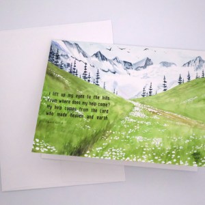 Mountains and White Wildflowers Greeting Card - Image 2