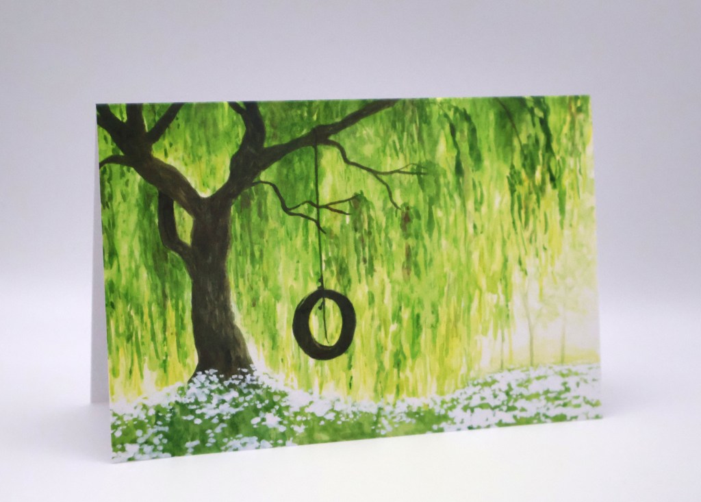 Tire Swing Under Weeping Willow Greeting Card