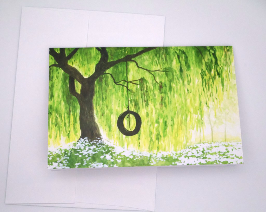 Tire Swing Under Weeping Willow Greeting Card