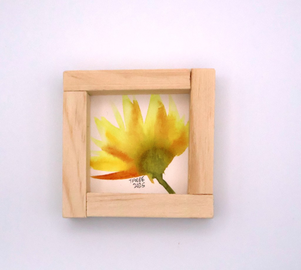 Simple Yellow Flower Semi-Abstract Mini Painting
