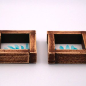Teal Flowers Semi-Abstract Mini Paintings - Image 3
