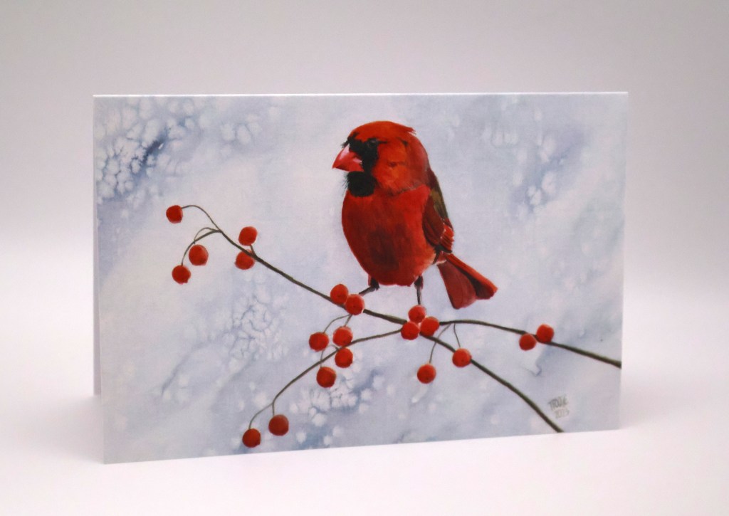 Cardinal and Berries Greeting Card