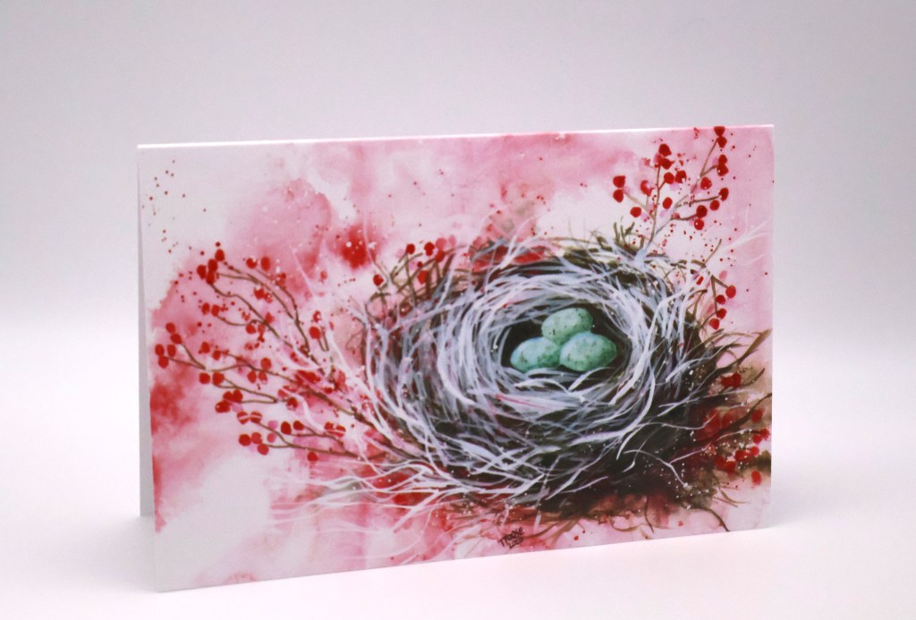 Bird Nest with Red Winter Berries Greeting Card
