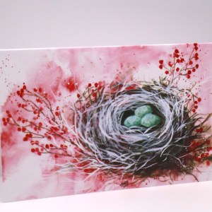 Bird Nest with Red Winter Berries Greeting Card - Image 1