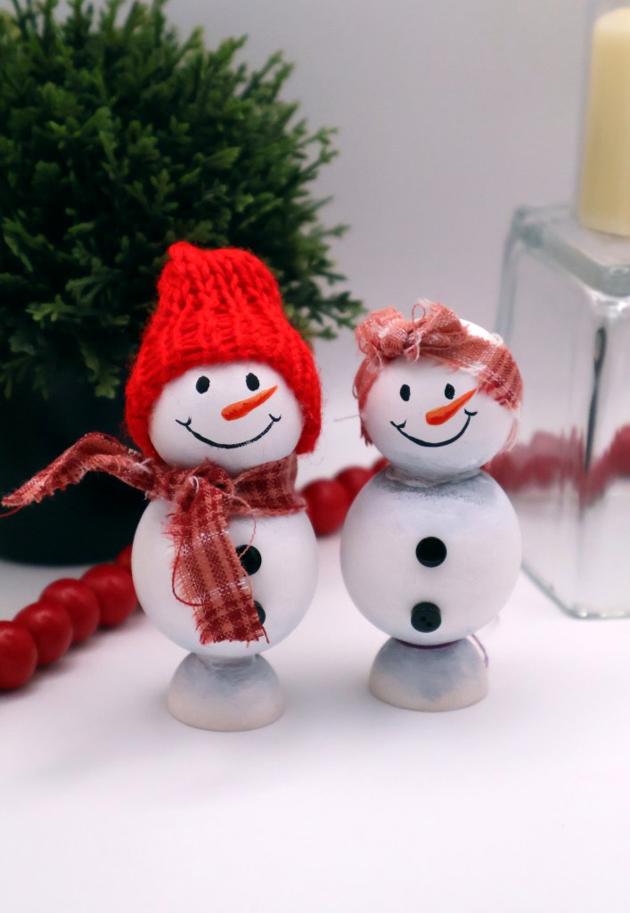 Handcrafted Wooden Snowman Pair - RR