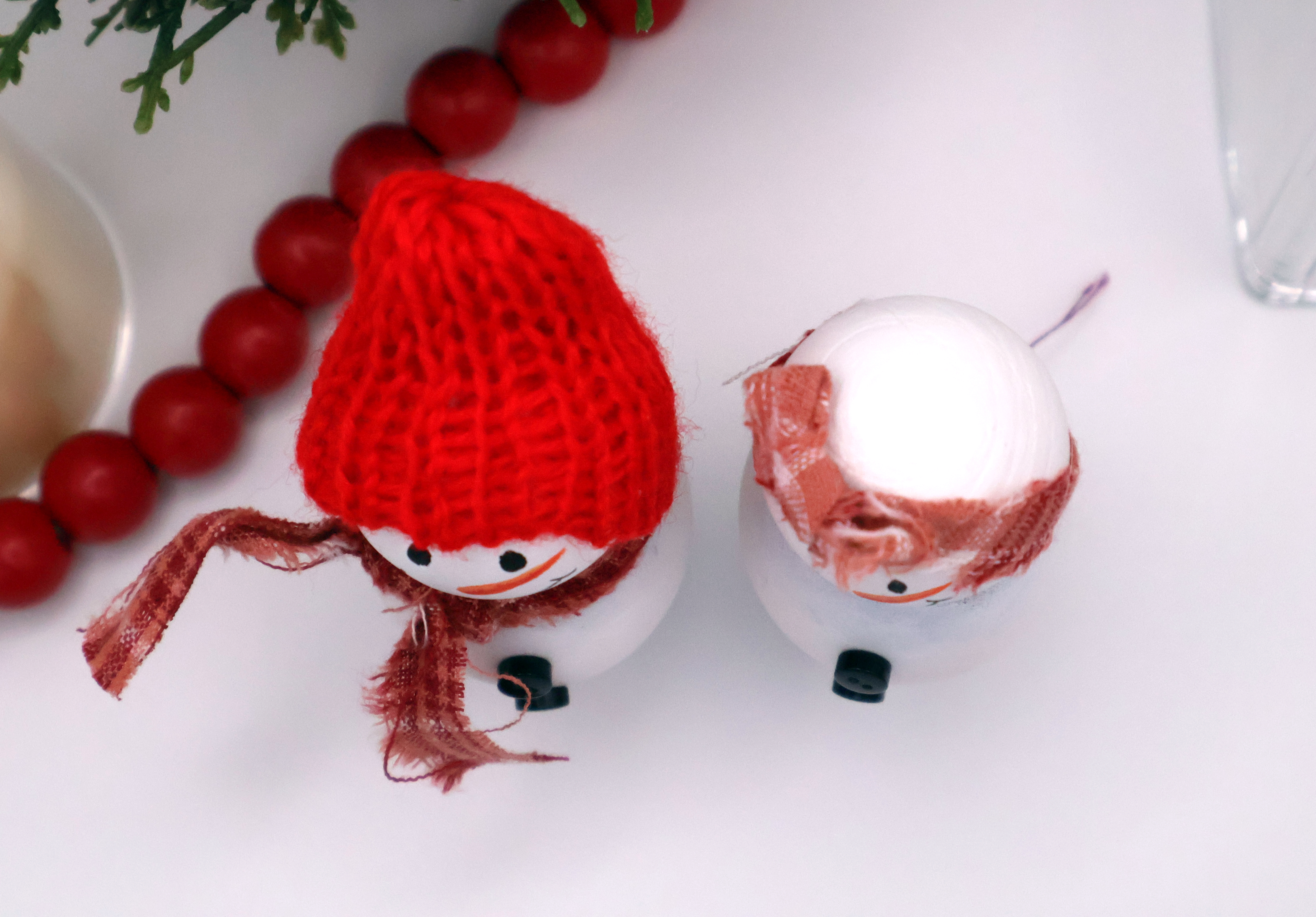 Handcrafted Wooden Snowman Pair - RR - Image 2