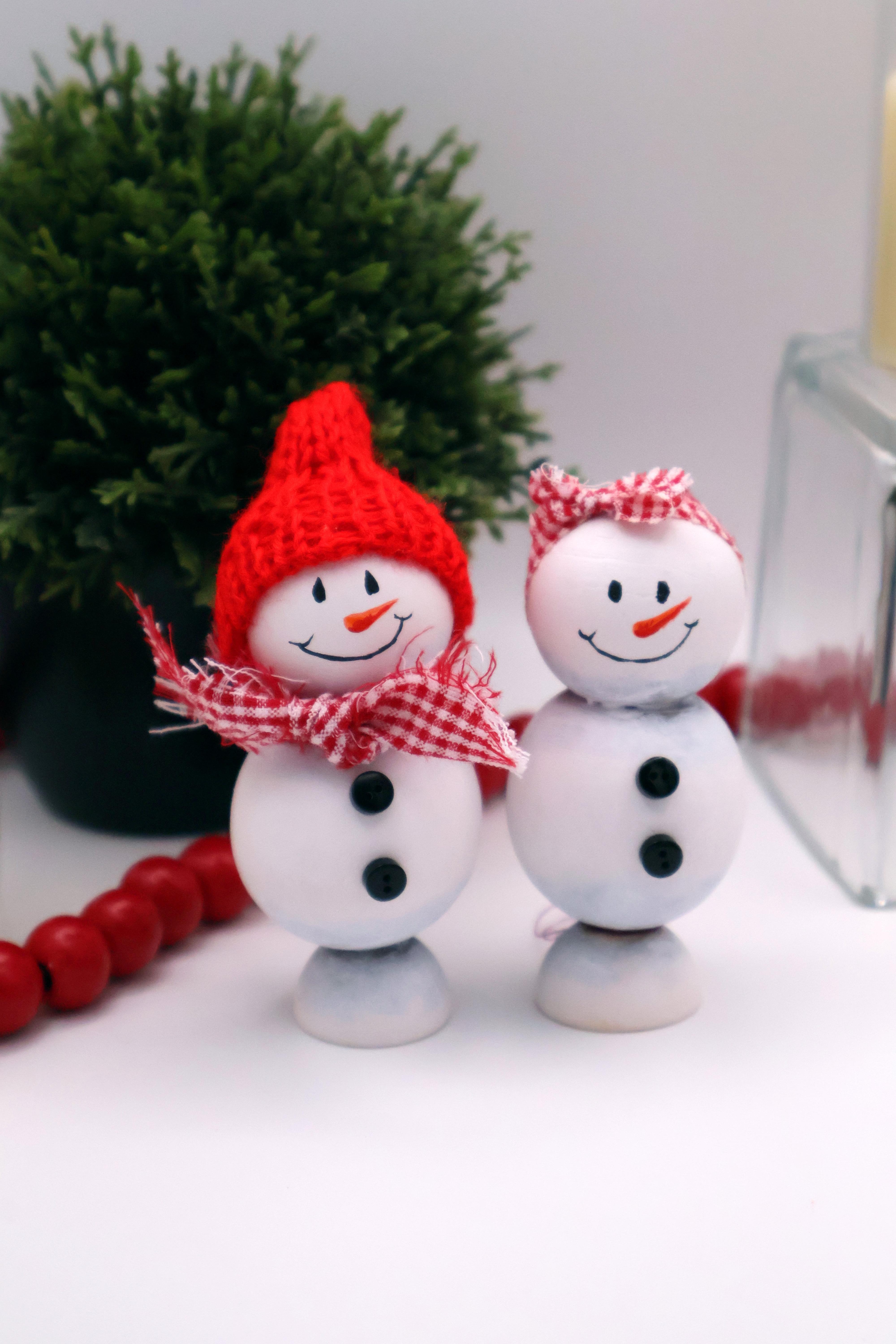 Handcrafted Wooden Snowman Pair - RGR - Image 1