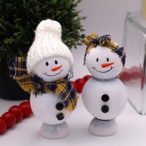 Handcrafted Wooden Snowman Pair - YB - Image 1