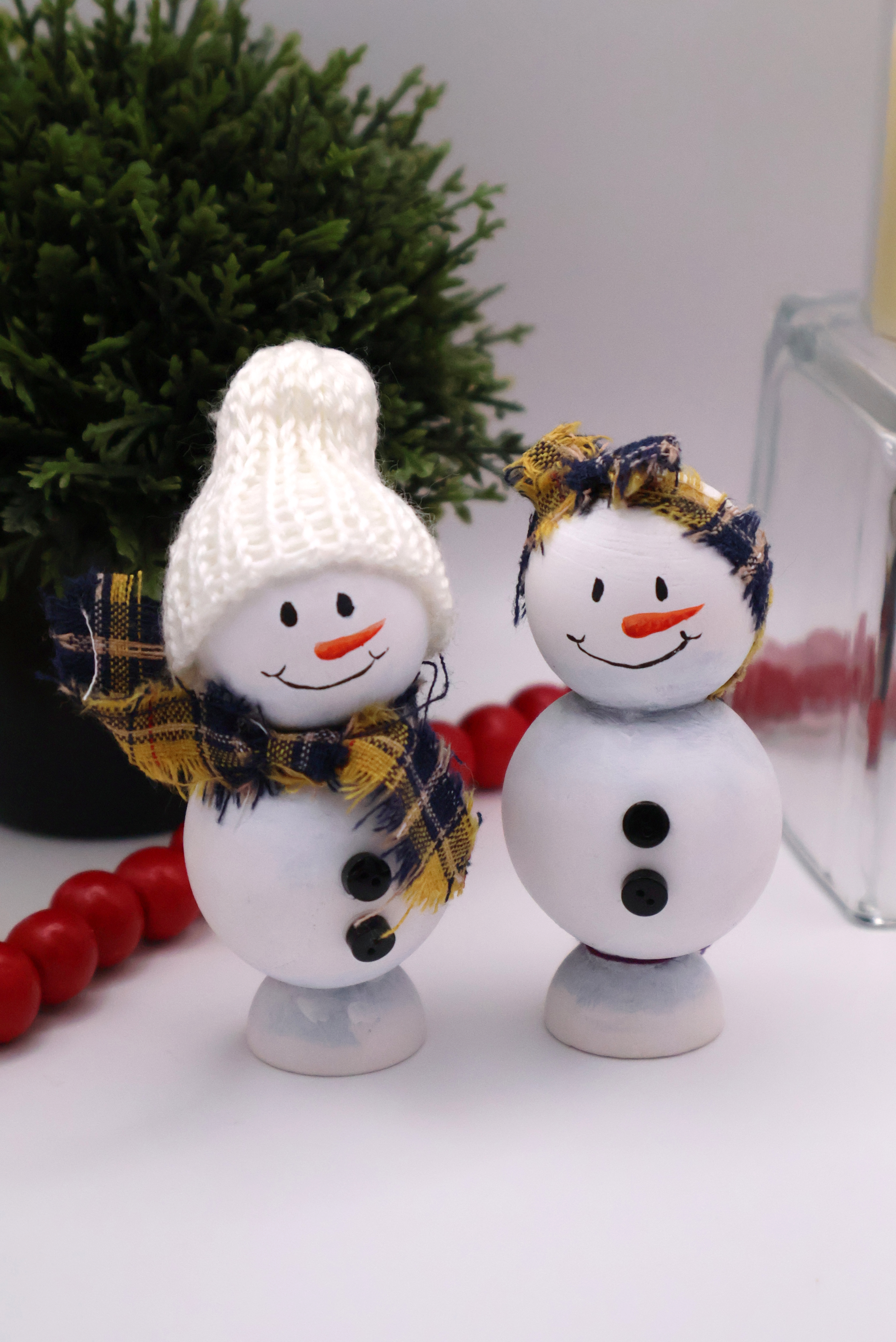Handcrafted Wooden Snowman Pair - YB - Image 1