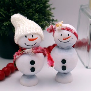 Handcrafted Wooden Snowman Pair - RWW - Image 1