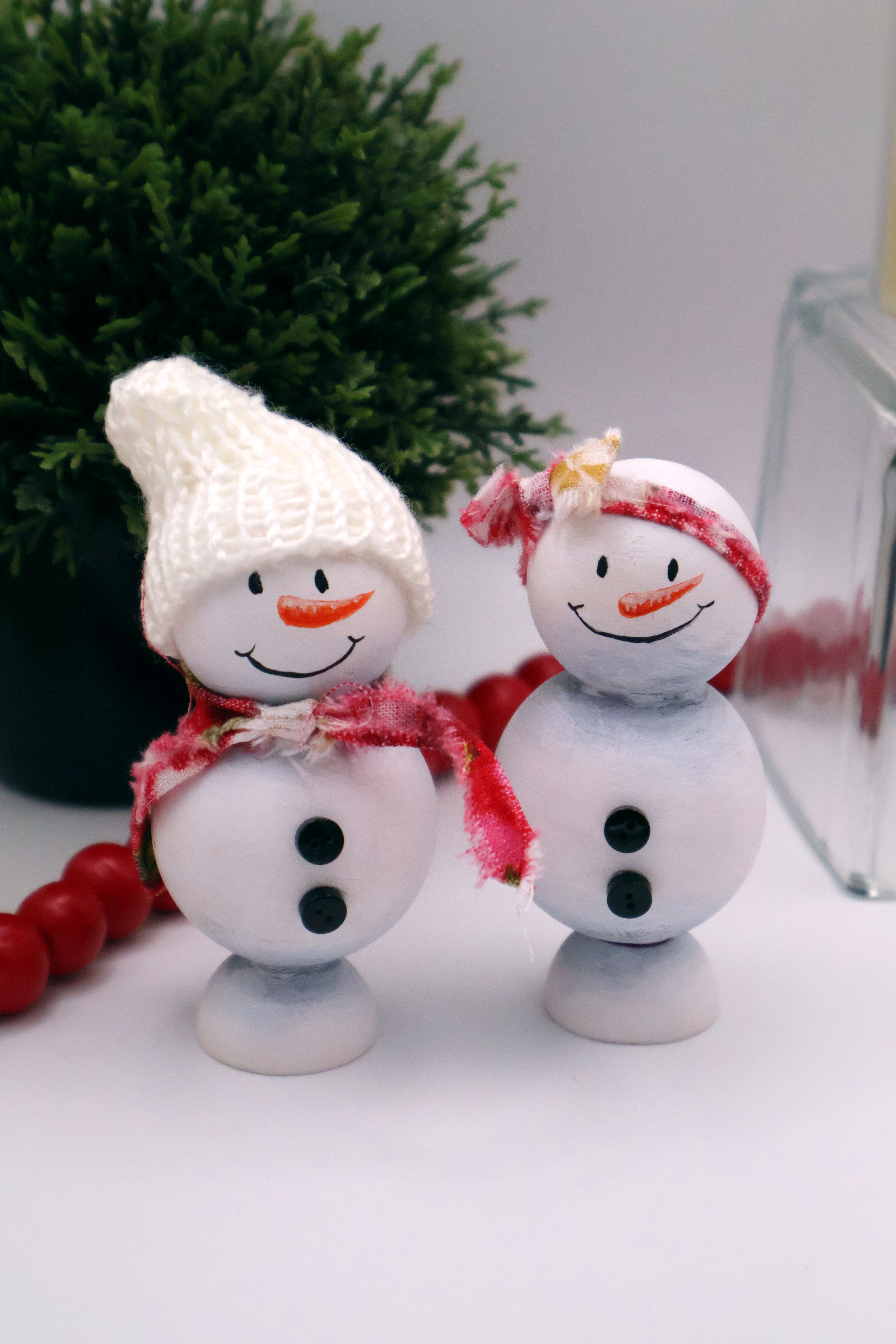 Handcrafted Wooden Snowman Pair - RWW - Image 1