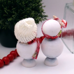 Handcrafted Wooden Snowman Pair - RWW - Image 3