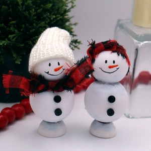Handcrafted Wooden Snowman Pair - RBW - Image 1