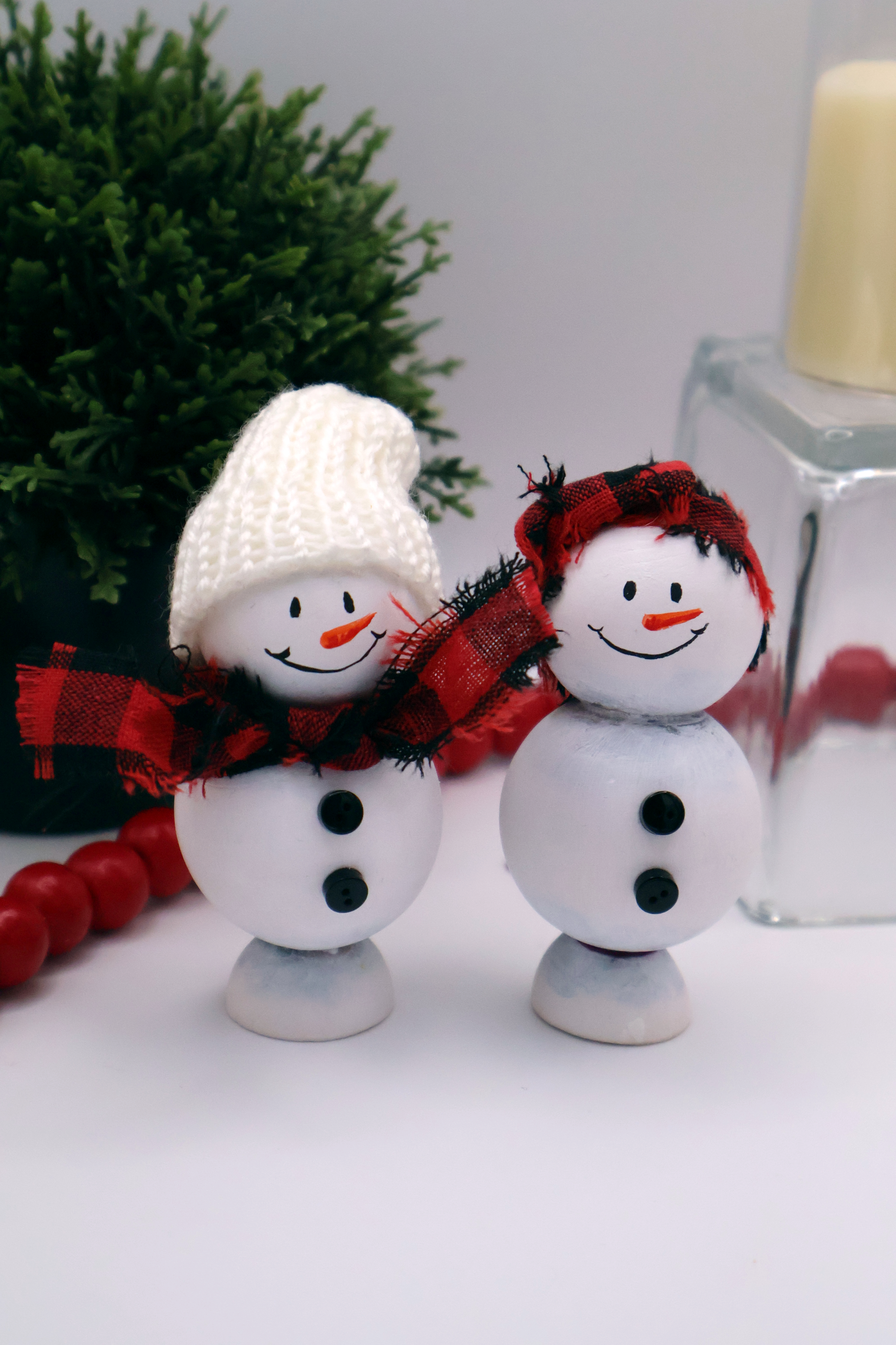Handcrafted Wooden Snowman Pair - RBW - Image 1