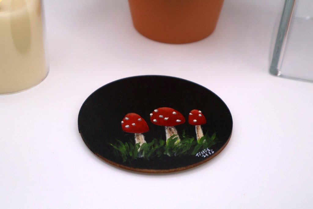 Handcrafted Wooden Mushroom Magnet - BLK1